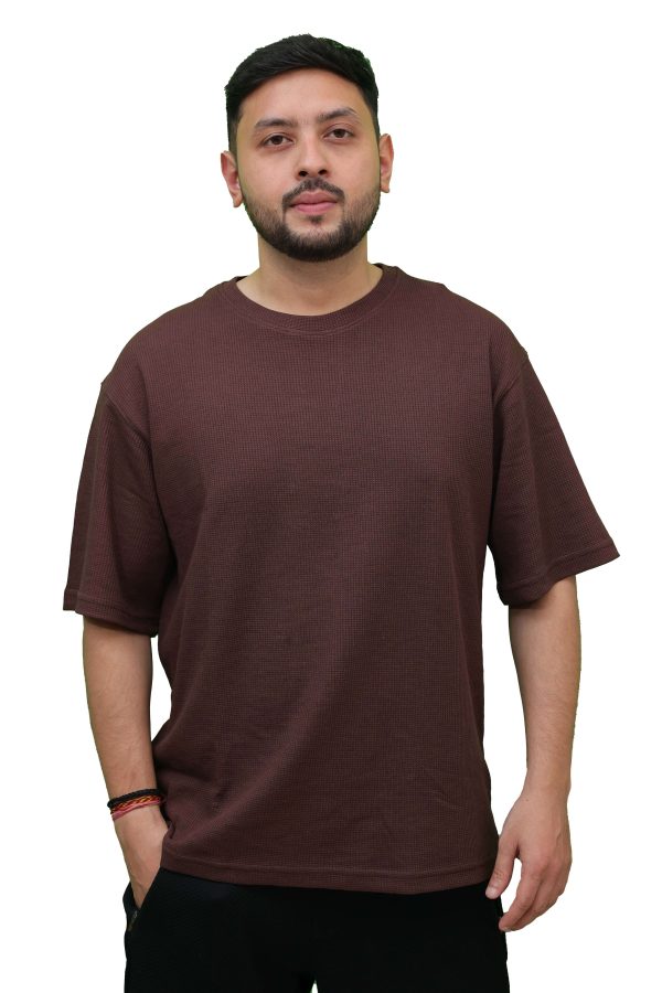 9Tees Waffle Brown T-Shirt for Men and Women