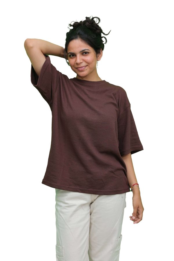 9Tees Waffle Brown T-Shirt for Men and Women - Image 4