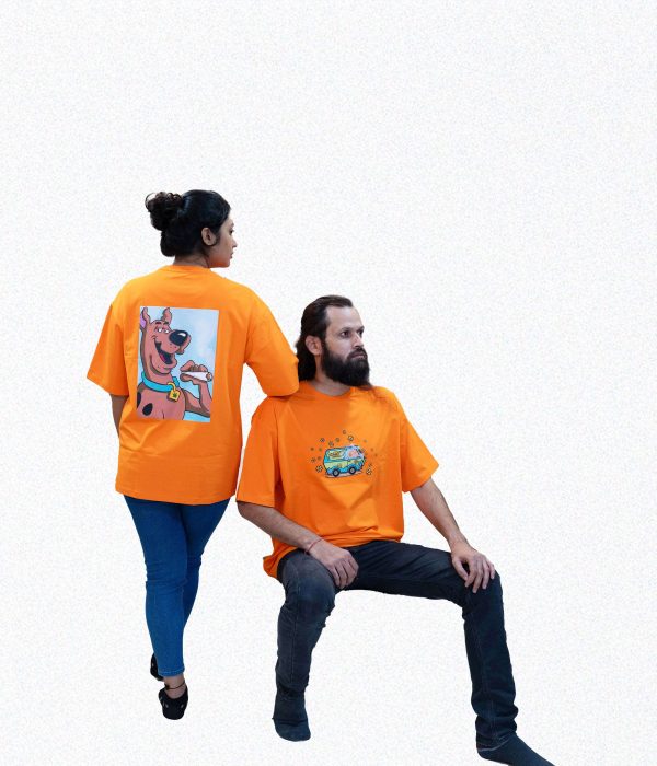 9Tees Cartoon Graphic Printed T-Shirts, Orange